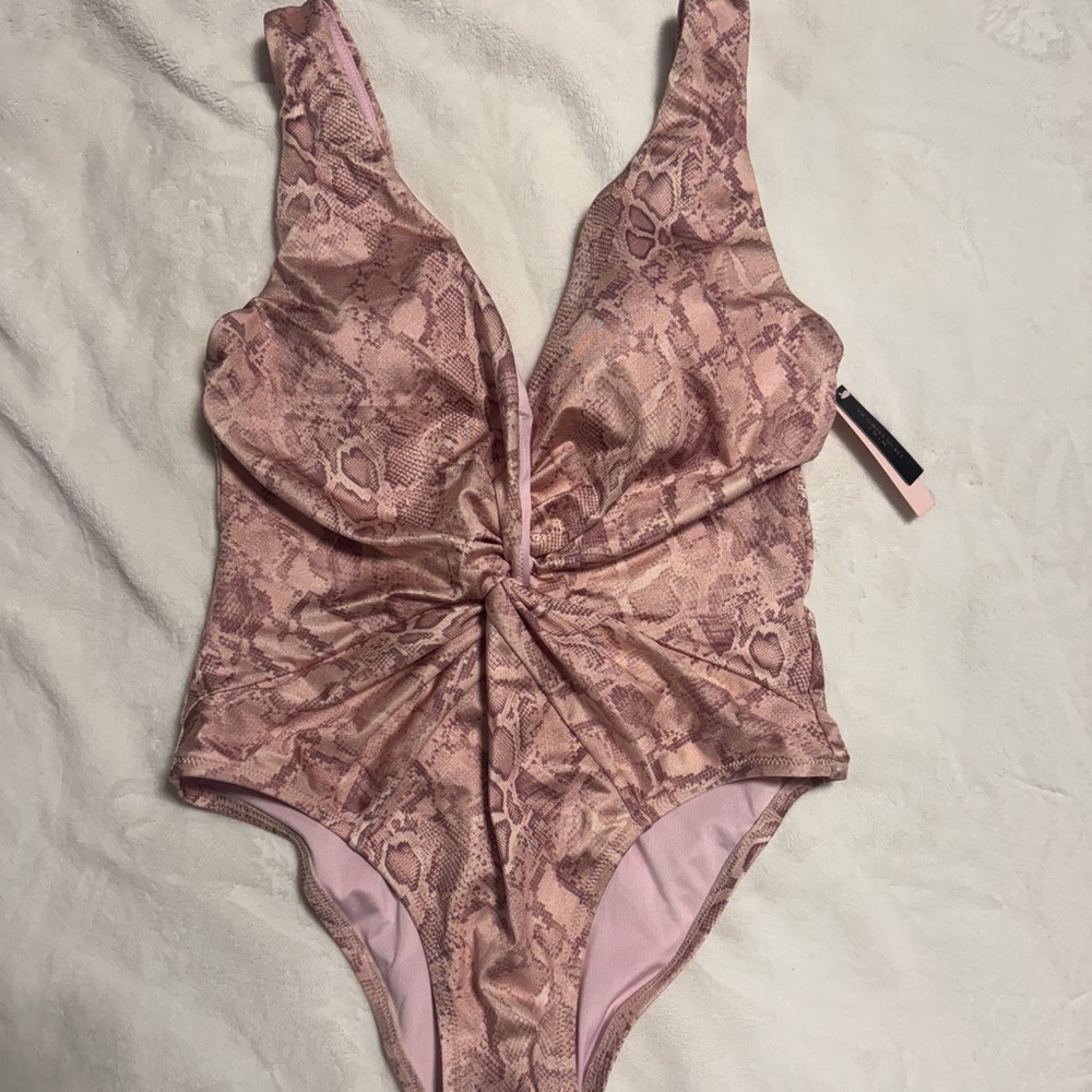 Nwt Victorias Secret Swim Twist Plunge One Piece Swimsuit Large Classic Snake